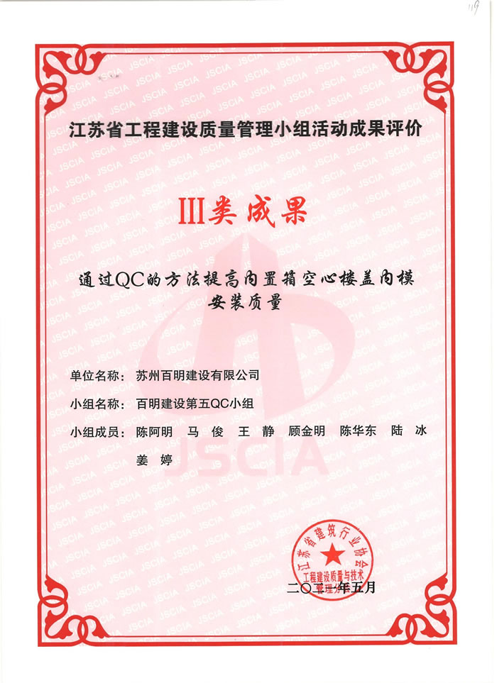 江蘇省QCIII類成果