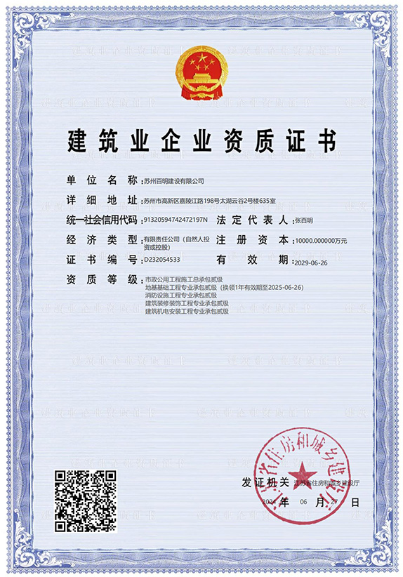 二級資質(zhì)證書